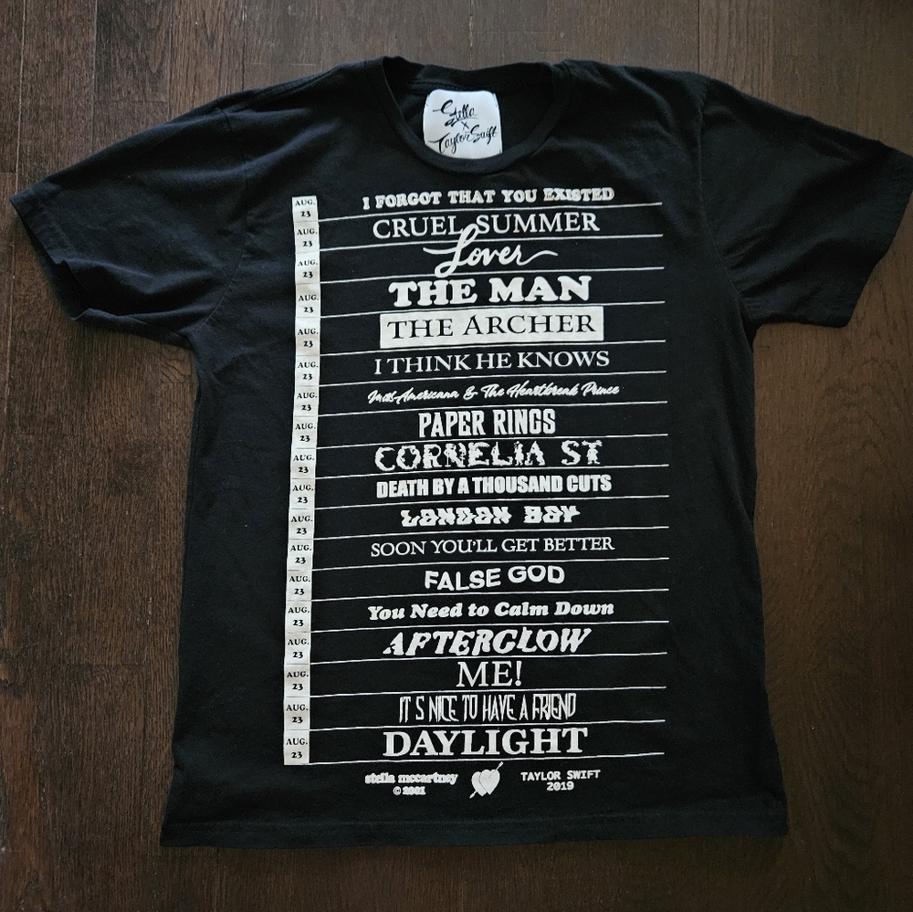Stella x Taylor Swift Large Black Tracklist Shirt